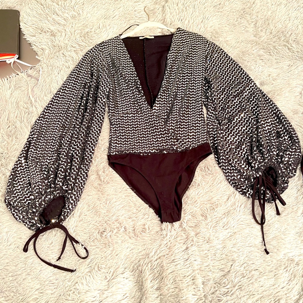 Black and silver bodysuit